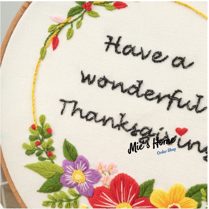 Kit thêu trang trí nhà cửa Bộ Dụng Cụ Thêu Tay Thủ Công Cho Người Mới Bắt Đầu Vải in , kim, chỉ màu - MIE Handmade Shop