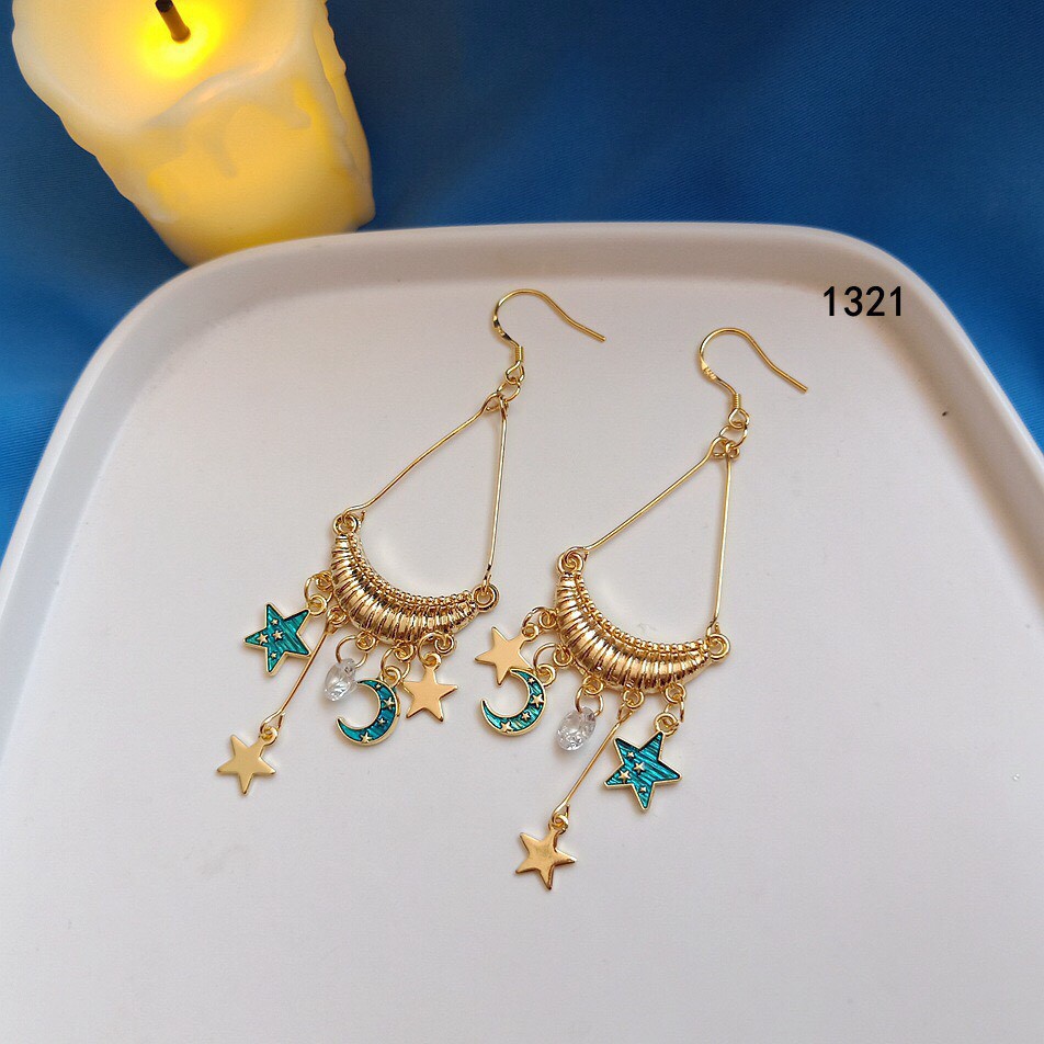 Bông Tai nữ Hàn Quốc phong cách thiên hà vũ trụ xanh Mayconner