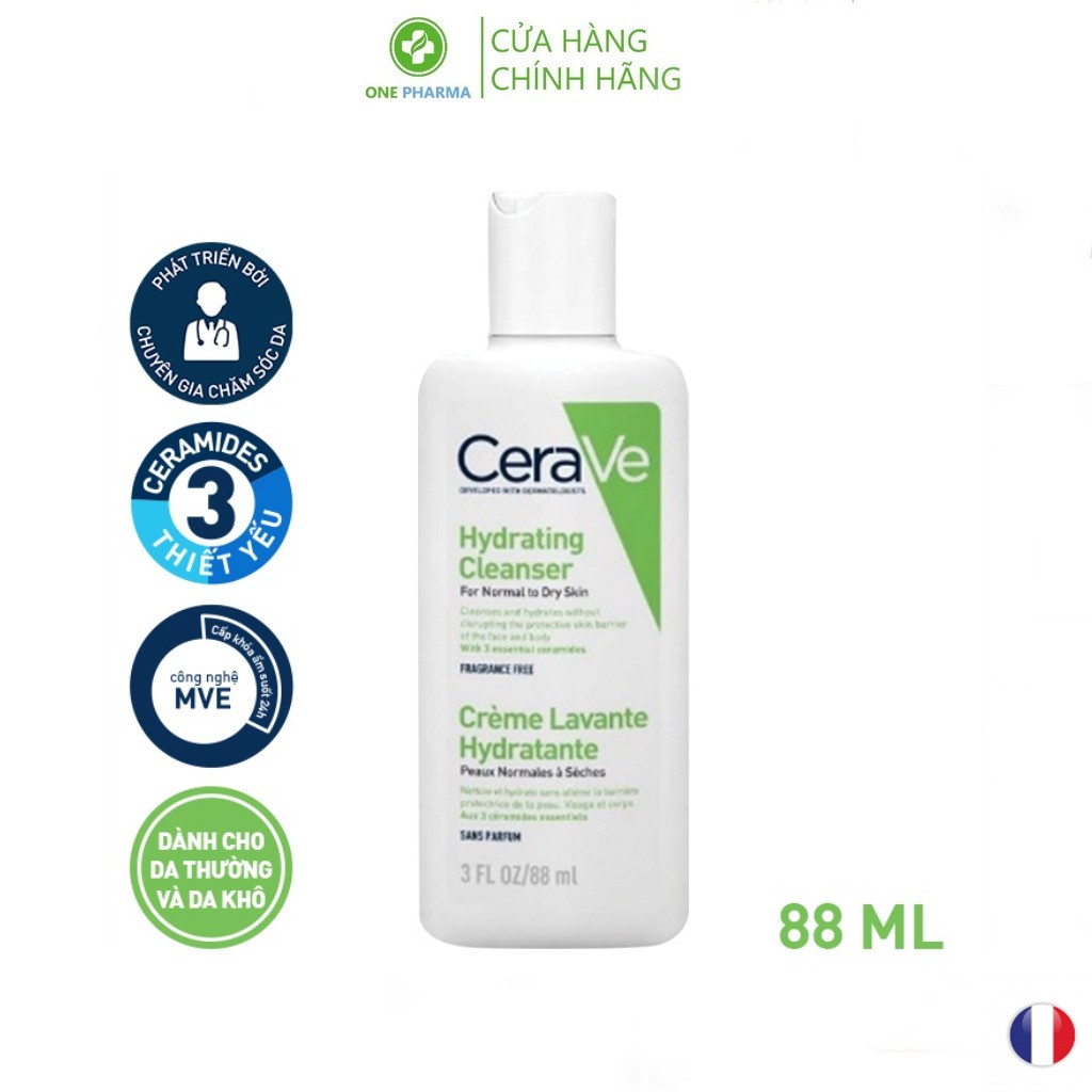 Sữa rửa mặt Cerave Cho Da Thường Và Da Khô Foaming Facial Cleanser 88ml, 236ml, 473ml