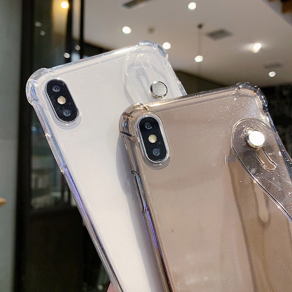 Ốp điện thoại Silicone đính kim tuyến kèm dây đeo cho iPhone 11 12 13 pro MAX X XR XS MAX 8 7 Plus 13 12 mini
