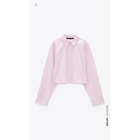 (Sẵn) Áo sơ mi croptop gấu tua Zaraa canh sale, 2 mầu