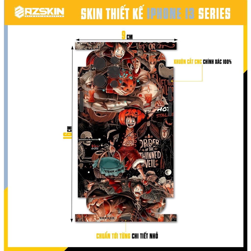 Miếng Dán IPhone 13 Mini/13/13 Pro/13 Pro Max One Piece |SK_IPHH71| Film Oracal Nhập Khẩu, Cán PVC, Full Lưng Viền Máy