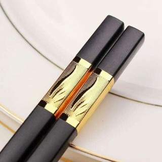 Đũa ăn cơm (10 ĐÔI) khảm vàng Hàn Quốc
