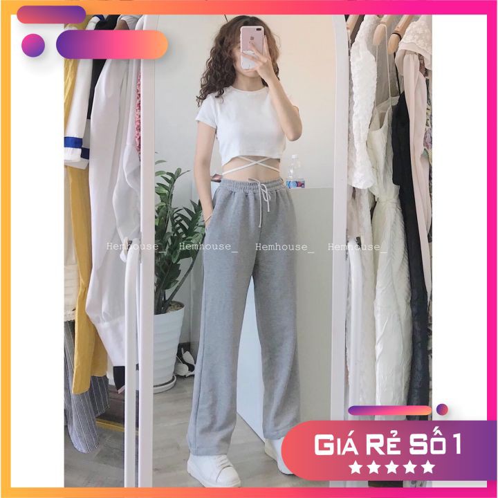 [RẺ VÔ ĐỊCH] Sét Bộ Áo Croptop Đan Eo Mix Quần Ống Suông Siêu Hot cực sành điệu và năng động