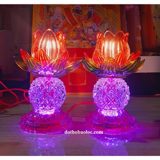 Cặp đèn Pha Lê Hoa Sen 20cm ( Màu đỏ )