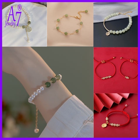 Vòng Tay Bạc A7 S925 Đính Ngọc Trai Giả Chống Dị Ứng Làm Quà Tặng Cho Nữ