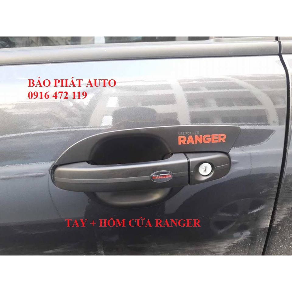 Bộ Hõm cửa + tay nắm cửa Đen xe ford Ranger các đời từ 2013-2020