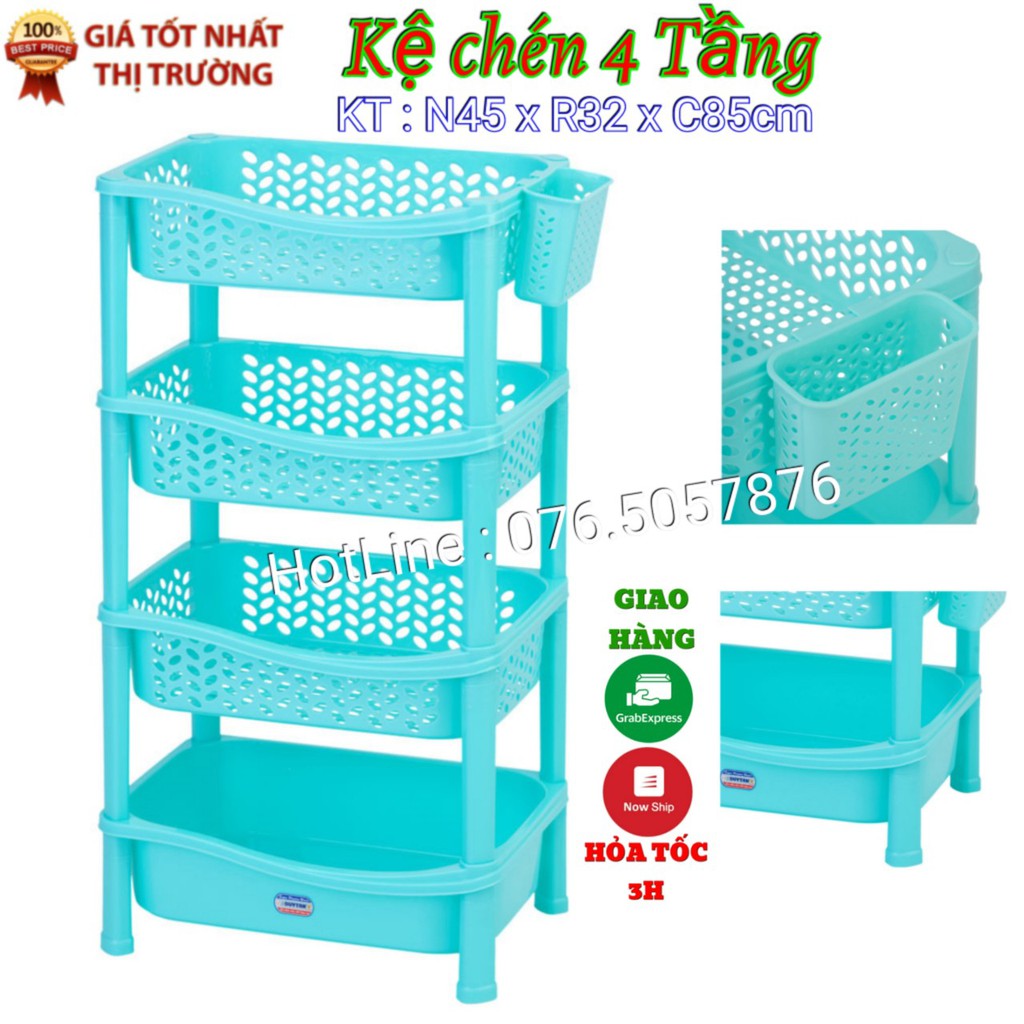 Kệ chén nhựa duy tân Trung 4 Tầng (1 NGĂN NGUYÊN)