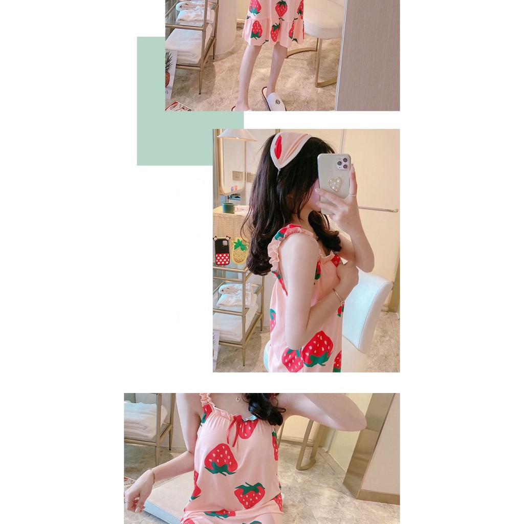 Váy ngủ hai dây có đệm ngực đuôi xếp li (tặng kèm bịt mắt ) V2D88 | BigBuy360 - bigbuy360.vn