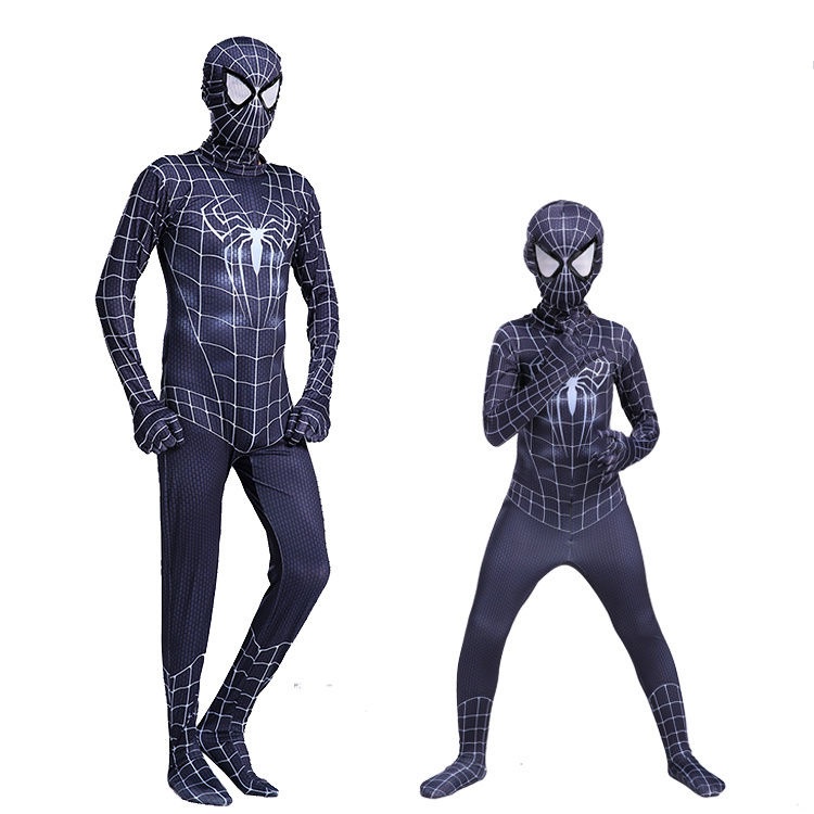 Bộ Đồ Liền Thân Hóa Trang Venom Màu Đen Cho Bé 2-12 Tuổi