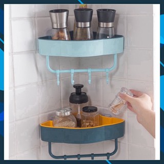 Kệ Phòng Tắm - Kệ góc nhà tắm hình tam giác bằng nhựa cao cấp tặng 4 móc treo dán tường