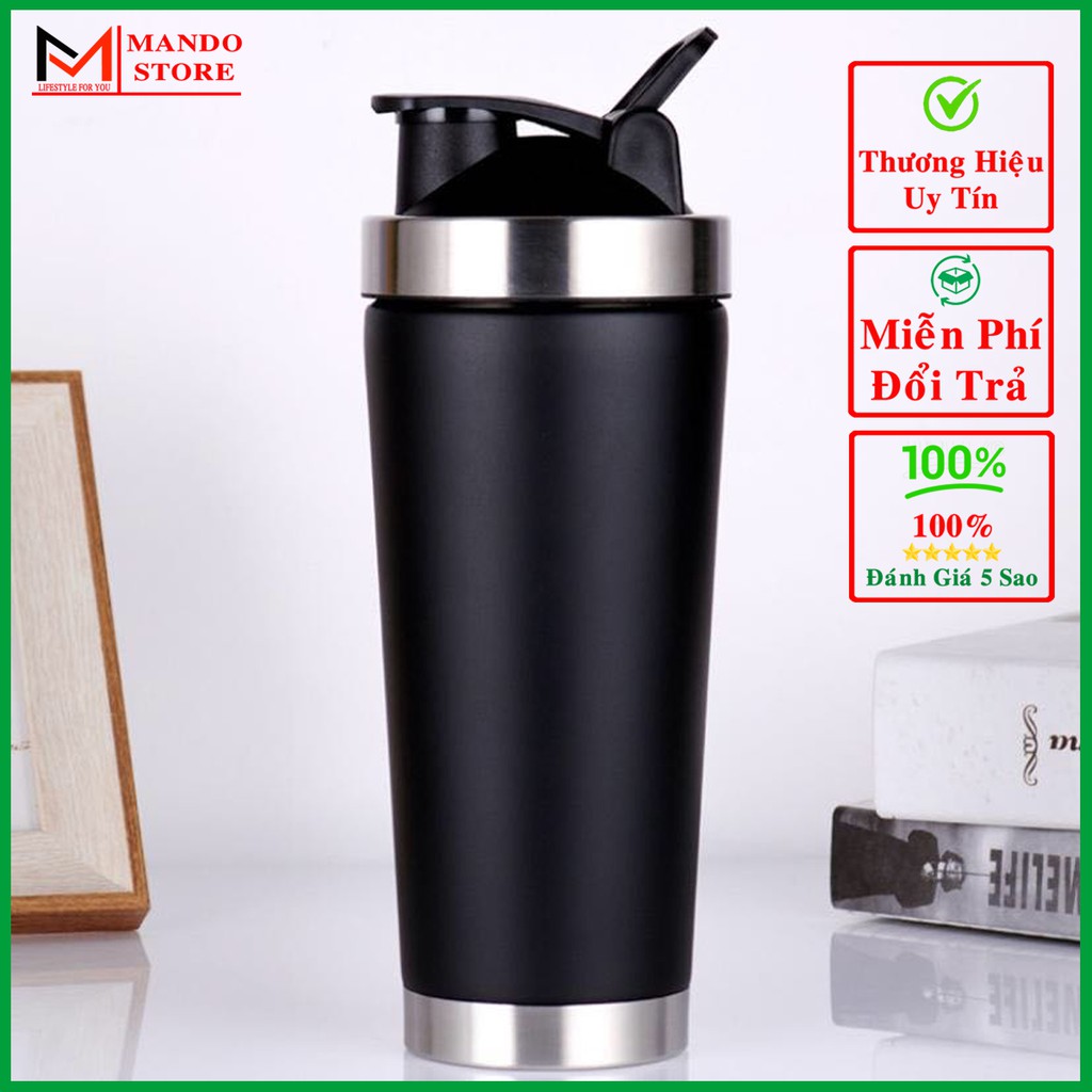 Bình Lắc Tập Gym Shaker Inox 800ml – Chọn Màu – Bình Đựng Nước Lắc Shaker Tập Thể Thao Tập Yoga Tặng Kèm Bóng Lò Xo Lắc