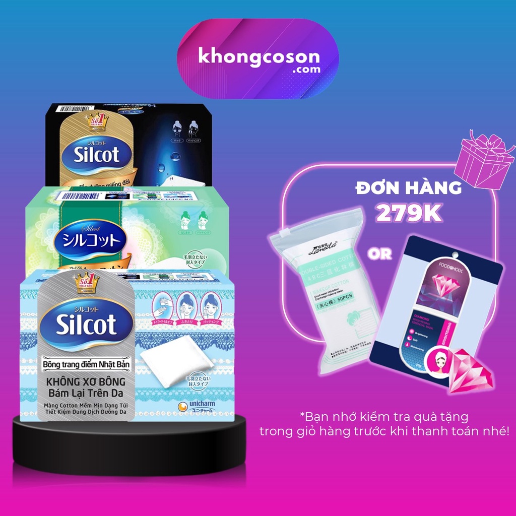 Bông Trang Điểm (Bông Tẩy Trang) Silcot 82 miếng/hộp - Khongcoson