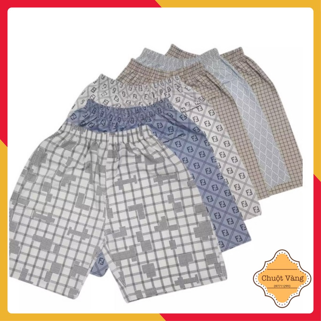 Quần đùi quần short nam kẻ sọc lưng thun mặc nhà, thể thao chất liệu cotton siêu mát [Chuột Vàng 28]
