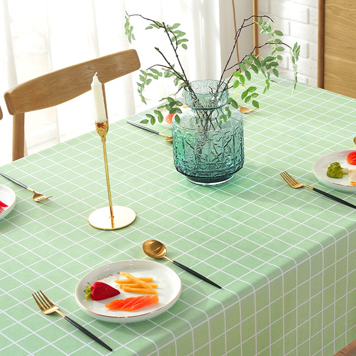 Khăn trải bàn vintage caro CSHome - Khăn trải bàn học bàn ăn trang trí phòng khách decor vải nhựa PVC chống thấm nước