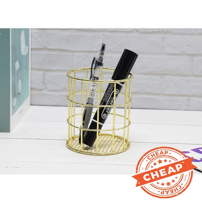 Simple Tabletop Iron Pen Container for Office Sundries Storage