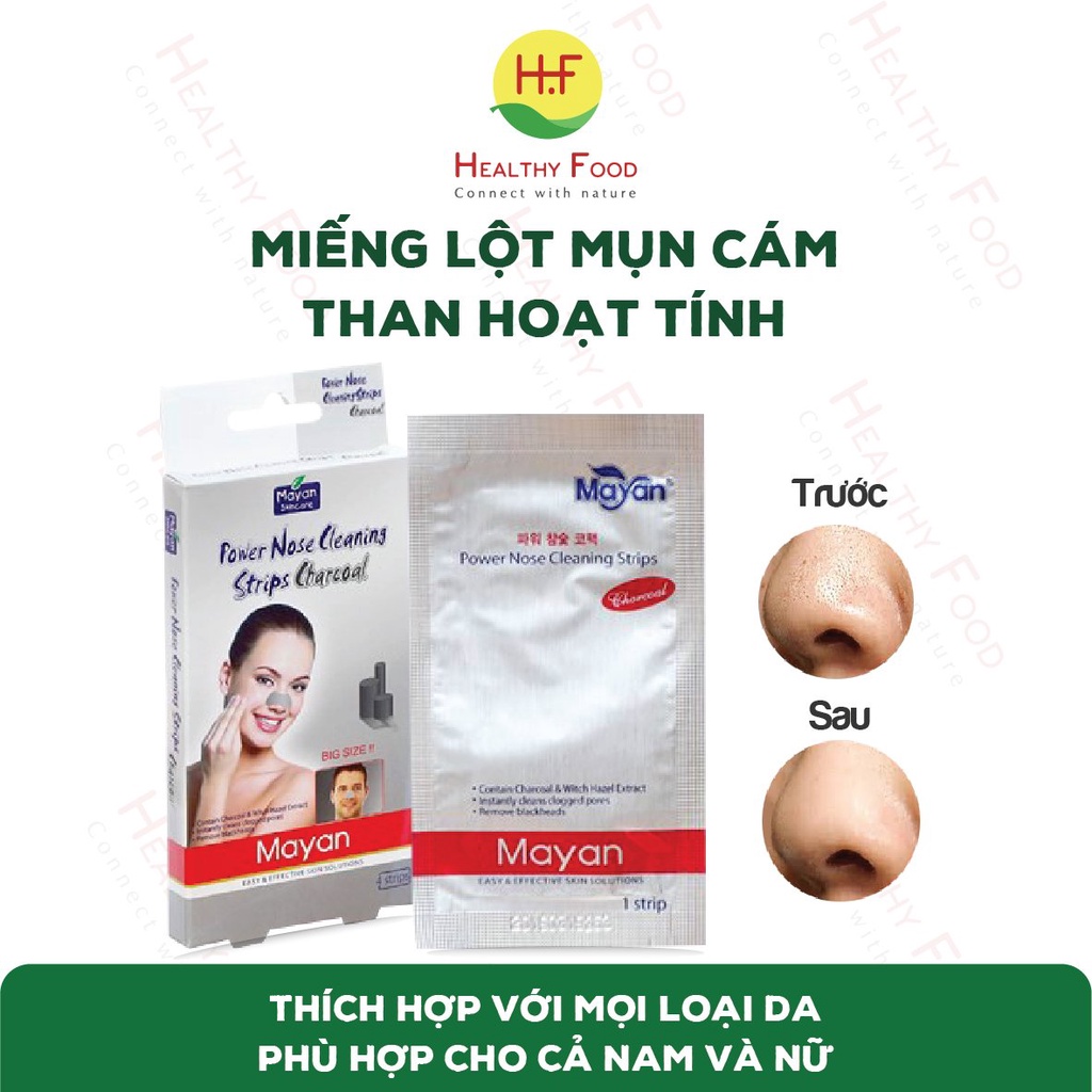 [HÀN QUỐC] - Miếng dán mũi lột mụn cám Mayan (Hộp 4 Miếng) - Se nhỏ lỗ chân lông, sạch mụn cám