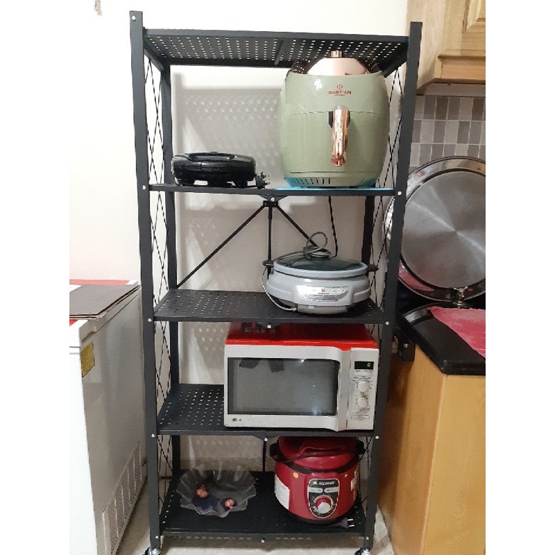 [HÀNG ĐẸP ] Kệ gấp gọn 3-4-5 tầng bản cao cấp thép CARBON sơn tĩnh điện chống rỉ, bánh chân xoay 360 khoá cố định | BigBuy360 - bigbuy360.vn