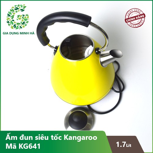 Bình đun nước siêu tốc Kangaroo KG641 – Màu vàng KG 641 – 100% Chính Hãng