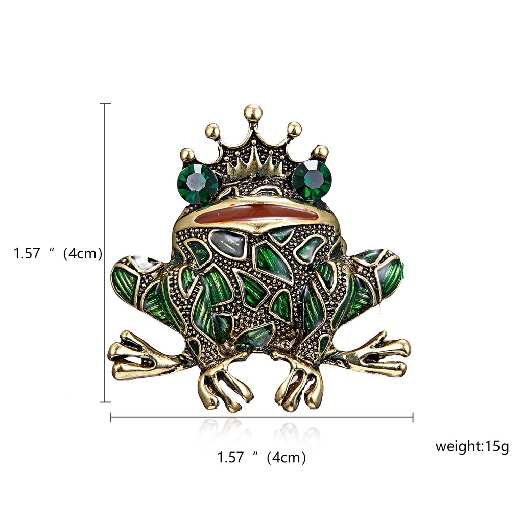Crystal Frog Brooches for Women Green Color Animal Brooch Pin Luxury Vintage Jewelry Coat Accessories Bijouterie FrogKing