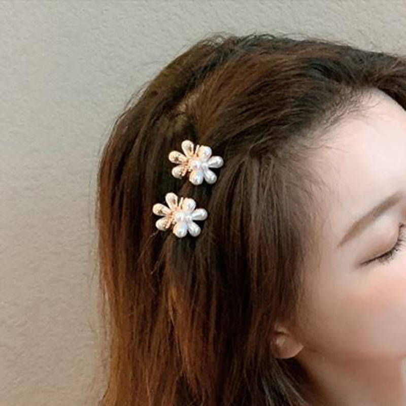 (Hàng Mới Về) Kẹp Tóc Hình Hoa Đính Ngọc Trai Xinh Xắn Cho Nữ