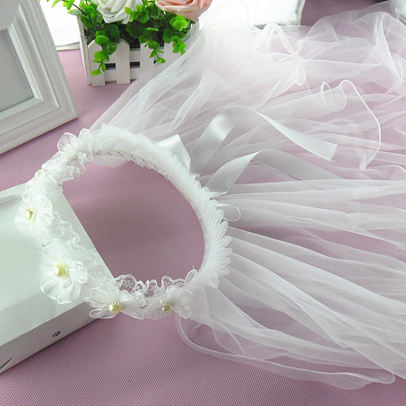 Mạng Che Mặt Kiểu Xếp Li Họa Tiết Hoa Lãng Mạn Cho Bé Gái