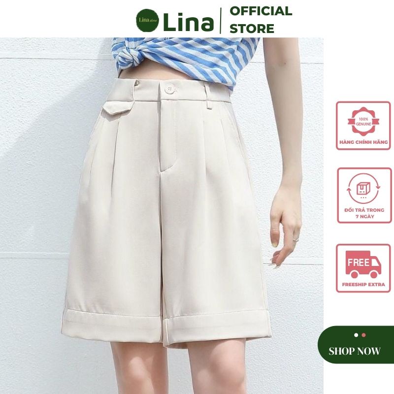 Quần Short Nữ Lửng Ống Rộng Cạp Cao Chất RUBY Cao Cấp LINASTORE 025 | WebRaoVat - webraovat.net.vn