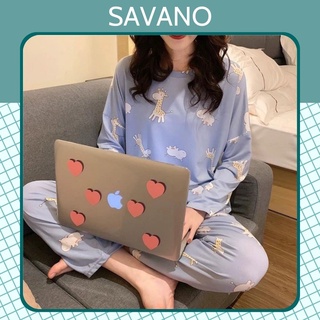 Đồ bộ nữ đồ mặc nhà đồ ngủ dễ thương thu đông quần dài bigsize SAVANO mã VA35