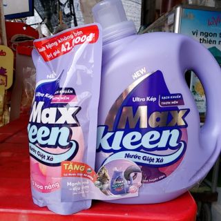 Nước giặt xả maxkleen hương hoa huyền diệu 2,4kg tặng gói giặt xả
