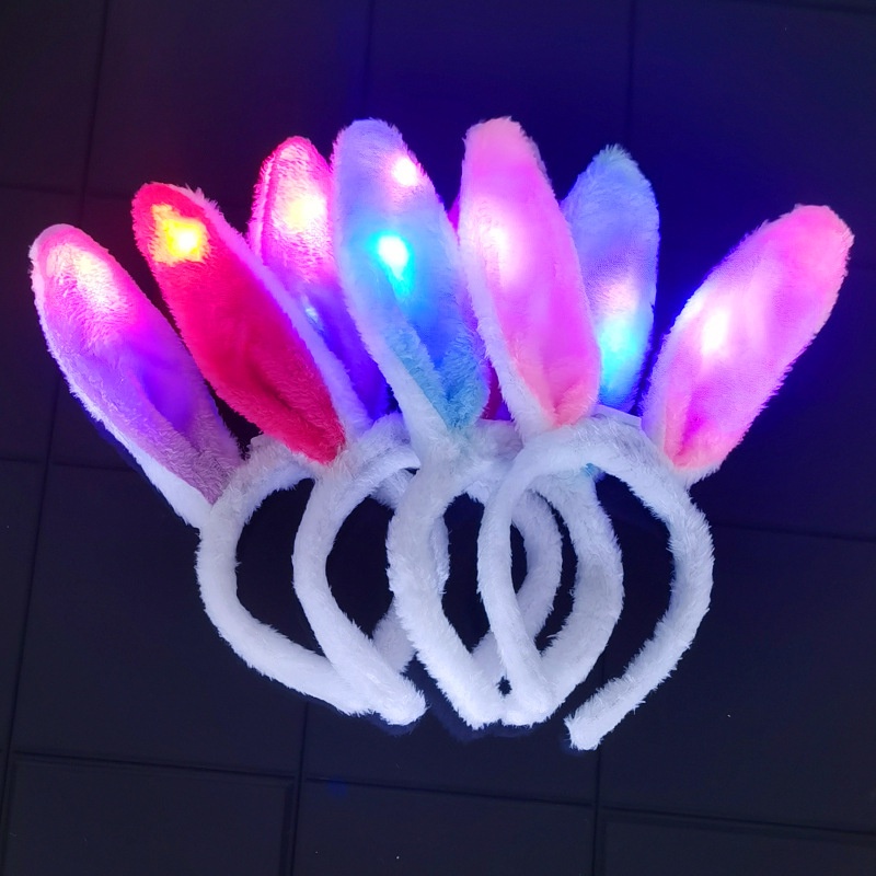 Cài Tóc Phối Tai Thỏ Có Đèn Led Phát Sáng Ngộ Nghĩnh Đáng Yêu