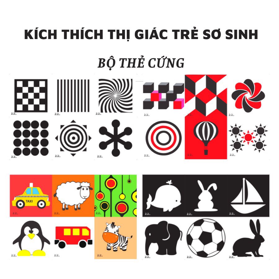 Bộ 6 thẻ kích thích thi giác cho trẻ từ  giúp bé phát triển toàn diện 14cm