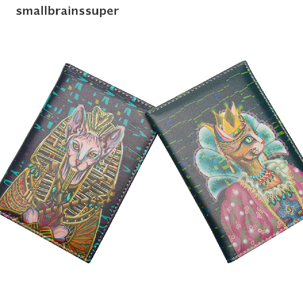 Smallbrainssuper Cartoon Animal Cat Travel Passport Cover Women Men Credit Card Holder Sleeve SBS