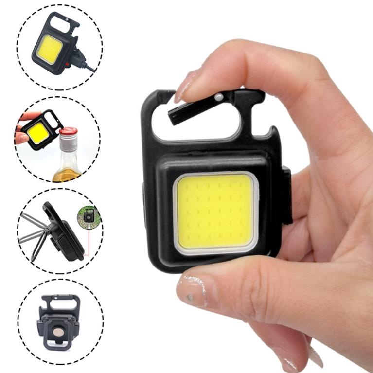 Móc chìa khoá đèn pin LED COB mini tích hợp mở bia, chống nước