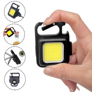  Móc chìa khoá đèn pin LED COB mini tích hợp mở bia chống nước dùng pin sạc có nam châm đính kèm 