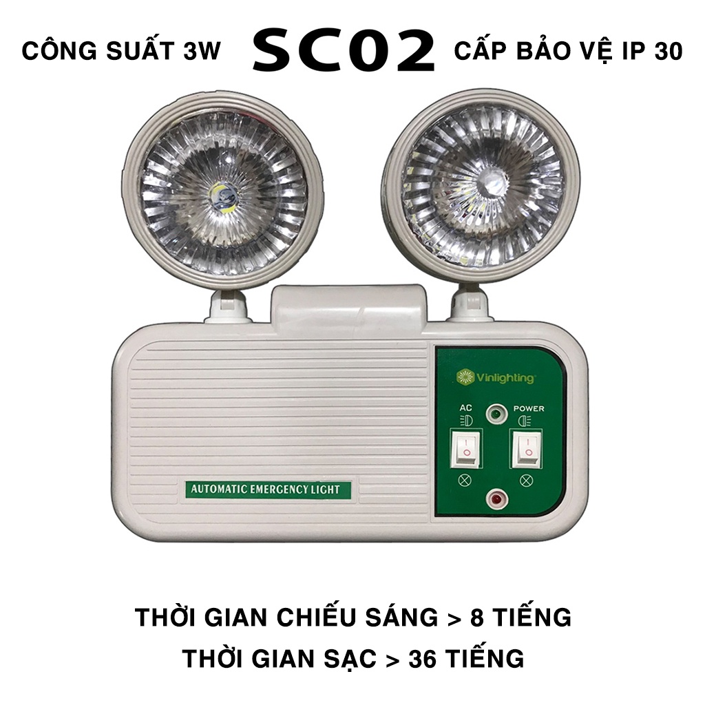 Đèn chiếu sáng khẩn cấp, thời gian chiếu sáng &gt; 120 phút, tiết kiệm điện, bảo hành 6 tháng - 3 năm