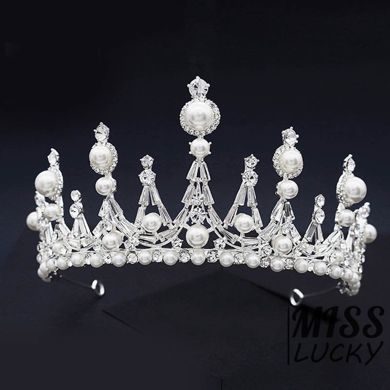 Vương Miện Đính Đá Và Ngọc Trai Giả Thời Trang Cho Nữ