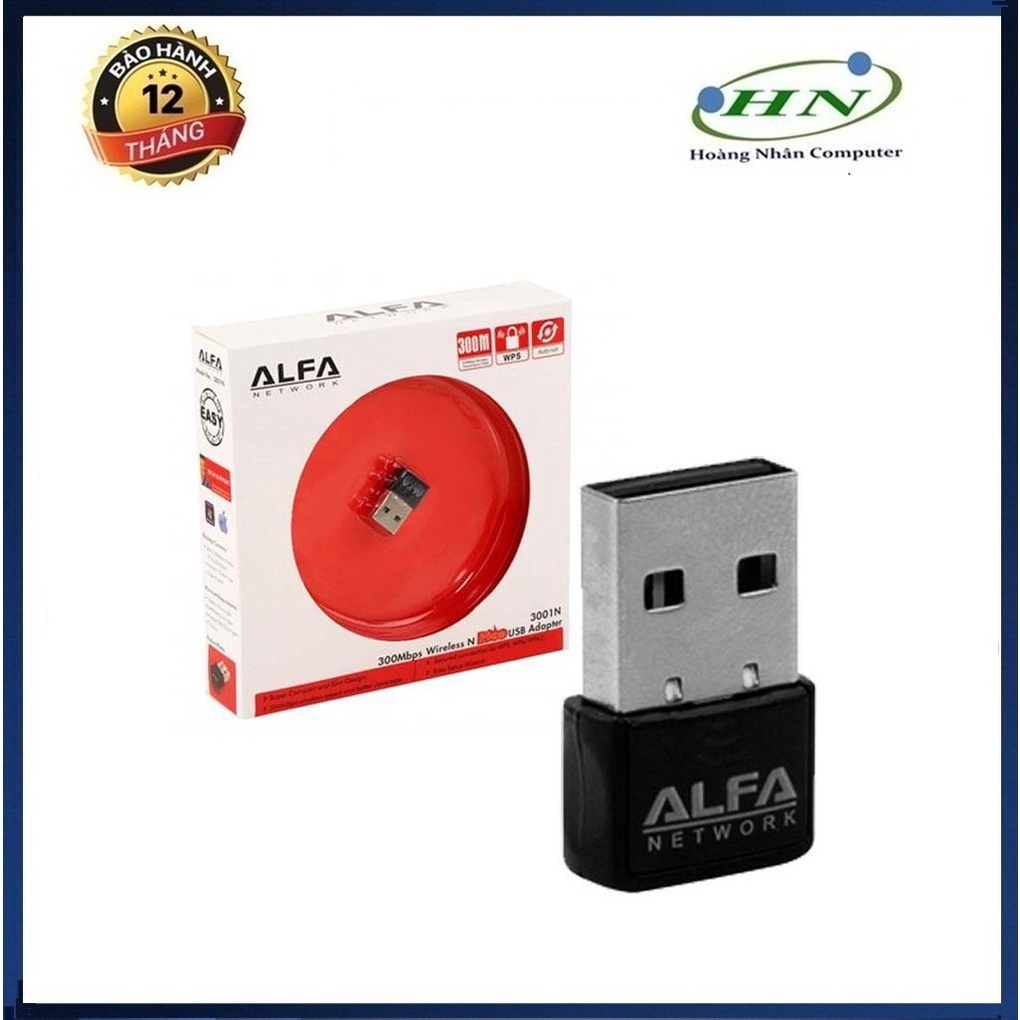 THU wifi ALFA 300Mbps Wireless N USB Adapter có đĩa driver kèm theo