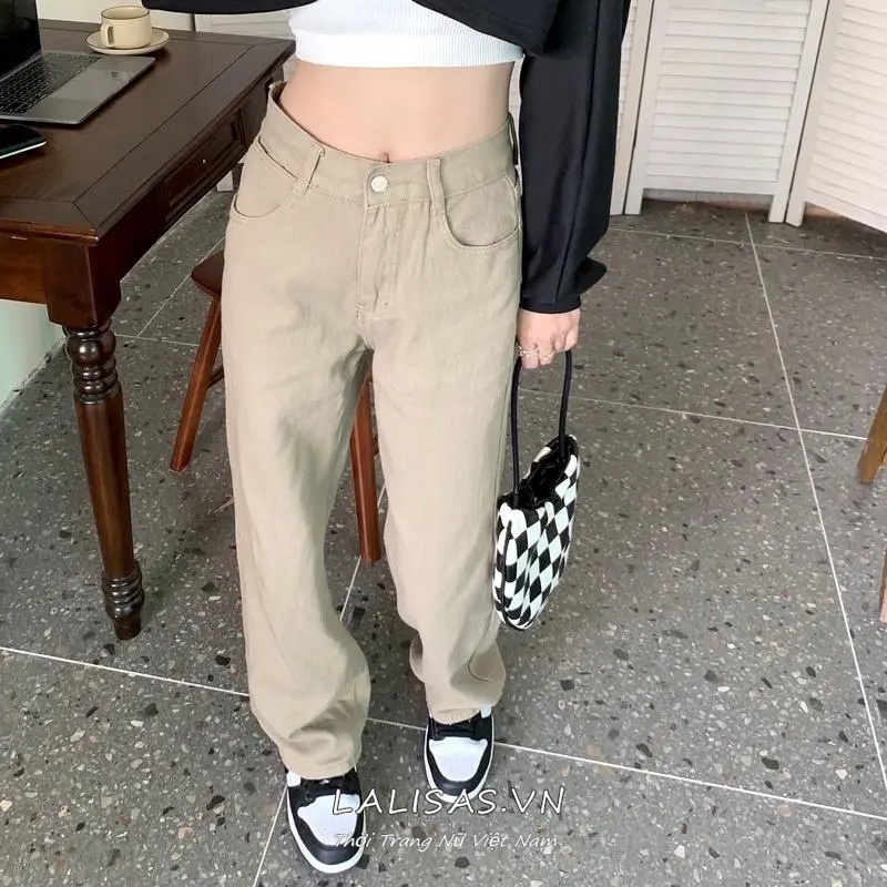 Quần Jeans Nữ Lưng Cao Ống Rộng Thời Trang Hàn Quốc