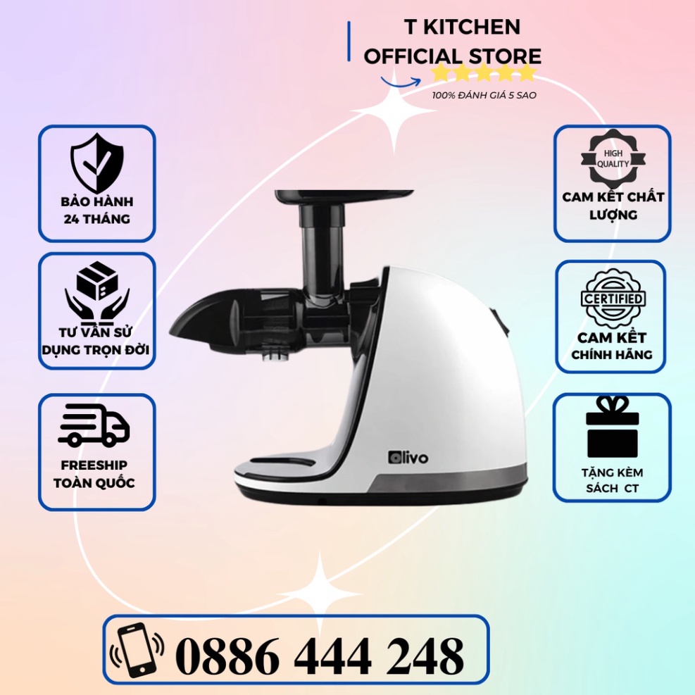 Máy Ép Chậm Trục Ngang Olivo SJ22 - Ép Chậm Tốc Độ Thấp - Ép Kiệt Bã - Không Bị Kẹt - Dễ Vệ Sinh
