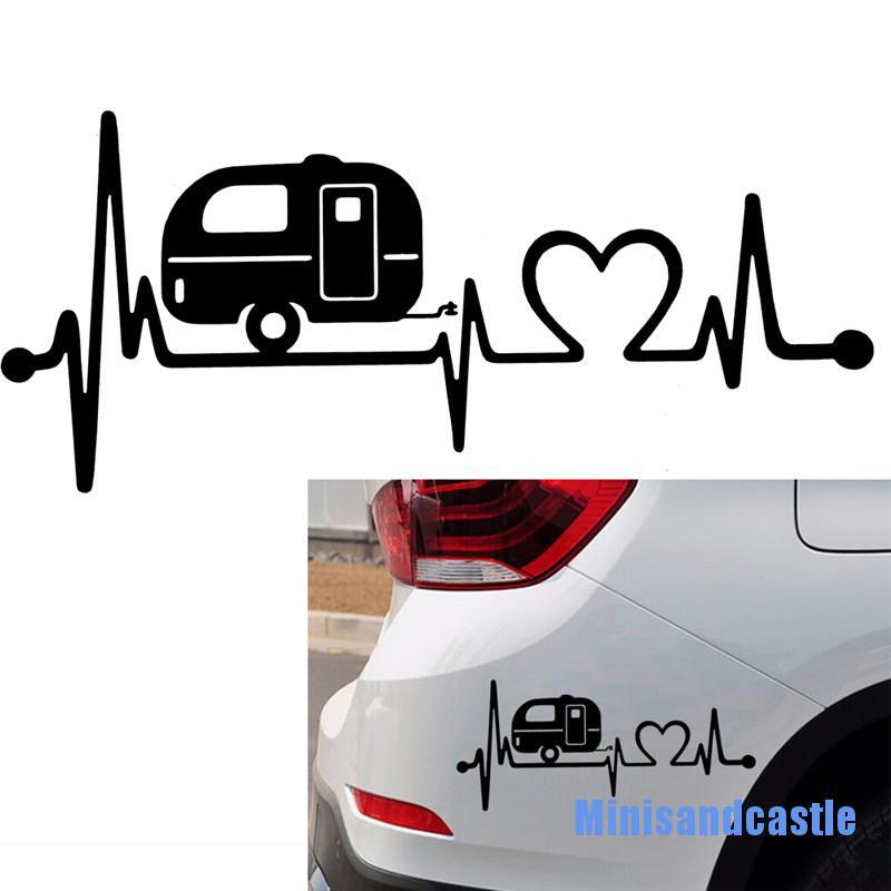 Sticker Dán Trang Trí Xe Hơi Hình Nhịp Tim Và Chữ Hiker Heartbeat Độc Đáo