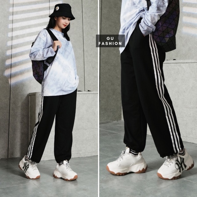 Quần 3 sọc baggy chun ống hot unisez