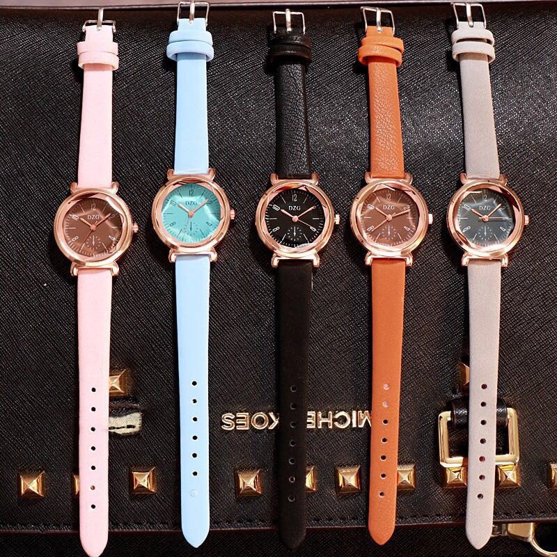 ĐỒNG HỒ NỮ DZG MẶT TRÒN DÂY DA