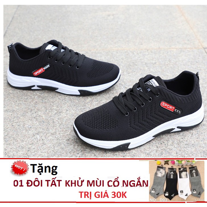 GiàyThể Thao  Sneaker Nam đẹp 2022 kiểu dáng hàn quốc khử mùi ôm chân chống trơn hd5đen