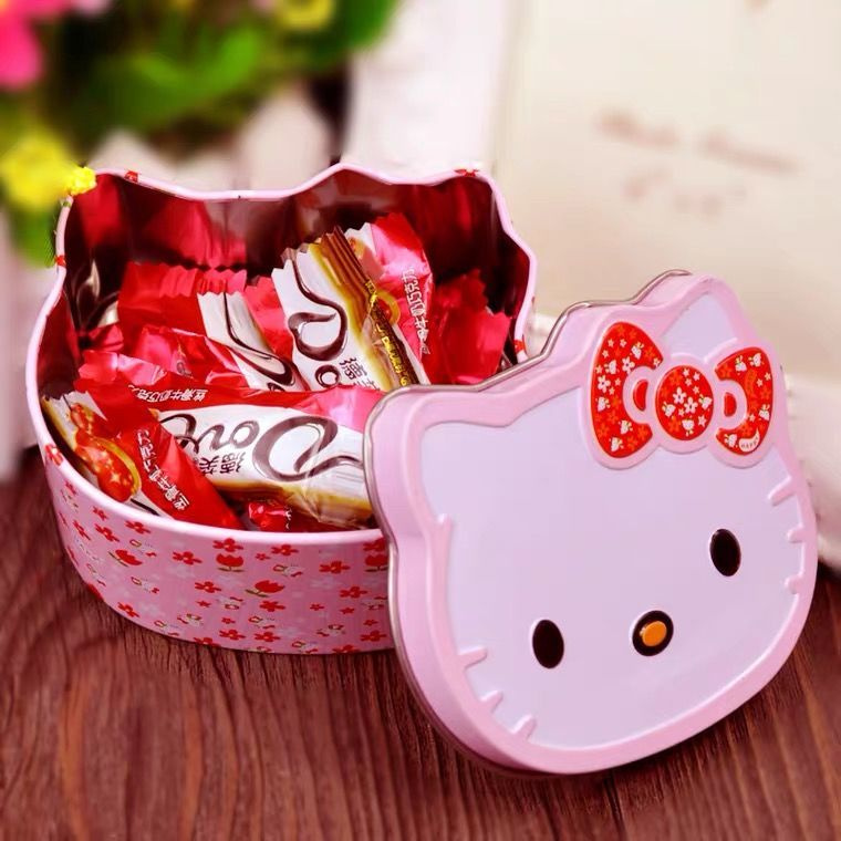 Hoạt Hình Hộp Thiếc Đựng Đồ Trang Điểm Hình Mèo Hello Kitty