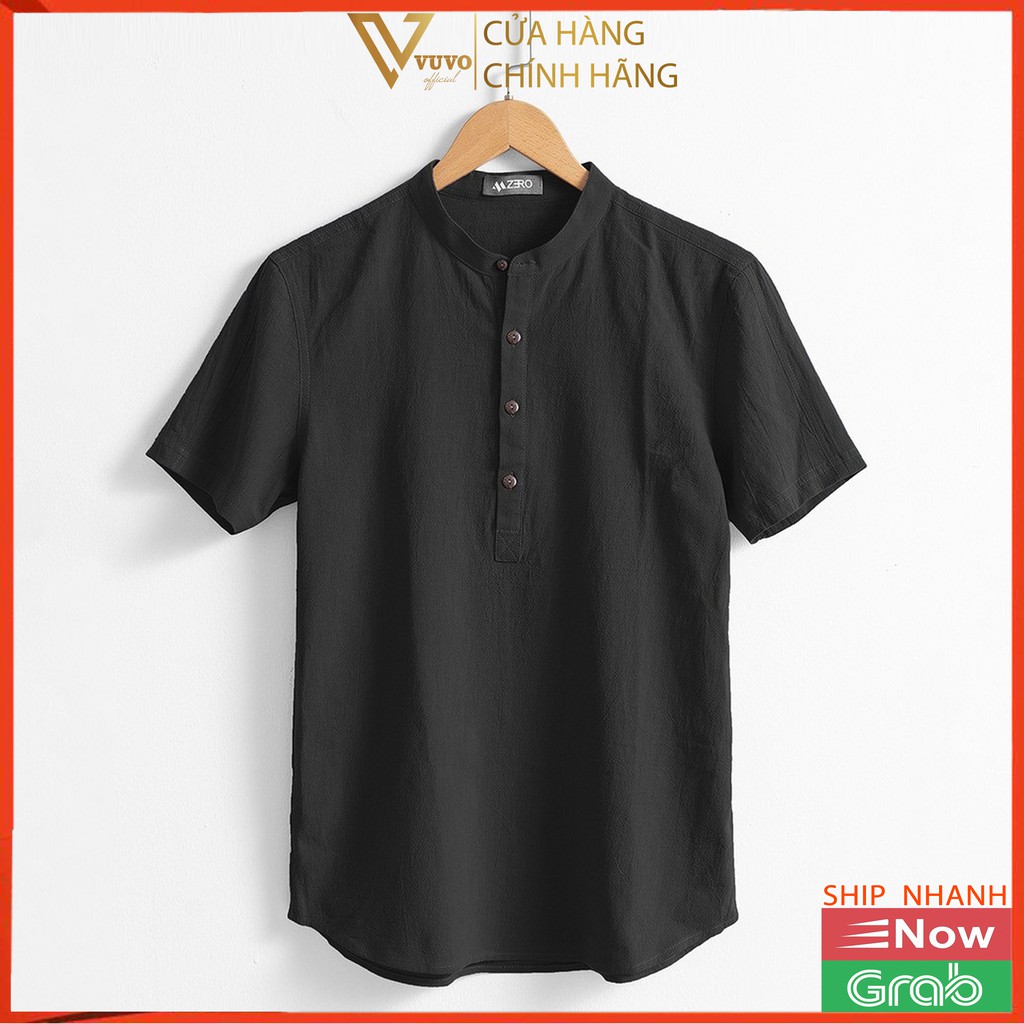 Áo Đũi Nam Cổ Tàu, Sơ Mi VuVo Official Tay Ngắn 4 Khuy Cao Cấp | BigBuy360 - bigbuy360.vn