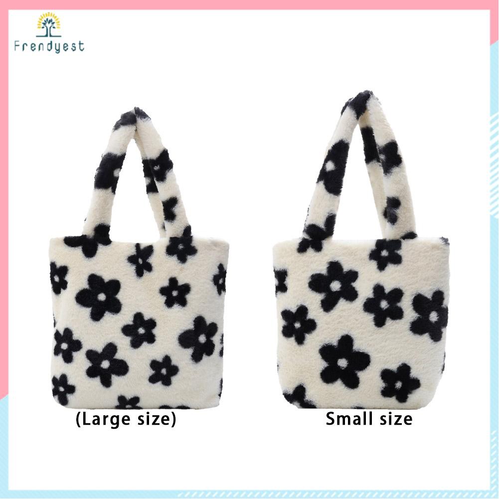 Túi xách đeo vai bằng lông nhung in hoa có tay cầm thời trang mùa thu | BigBuy360 - bigbuy360.vn