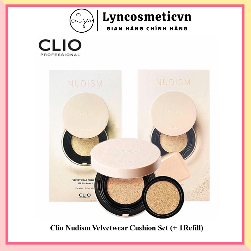 [Kèm Lõi Refill] Phấn nước Đa Năng Hiệu Ứng Siêu Mịn CLIO NUDISM VELVETWEAR CUSHION SET 15g