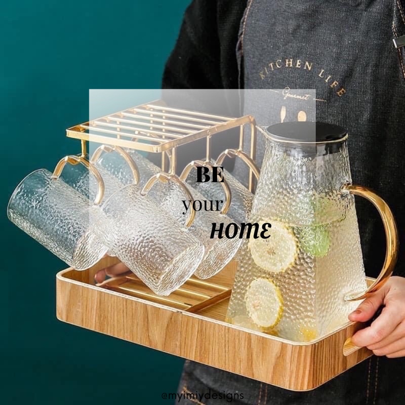 Bộ bình thuỷ tinh kèm cốc uống nước