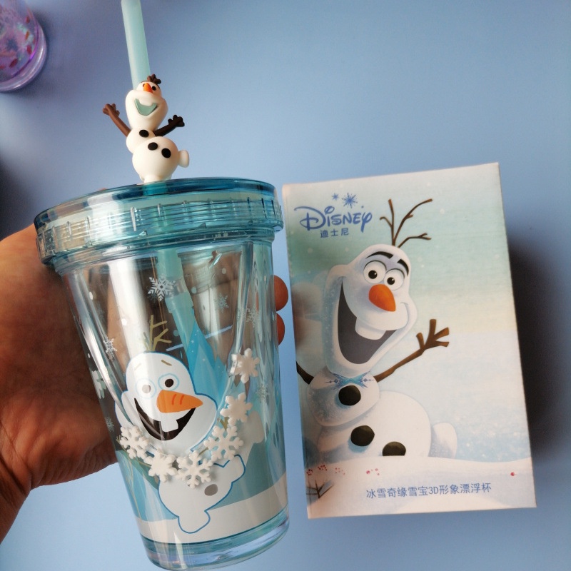 Ly Uống Nước Hai Lớp Hình Búp Bê Disney Nổi Trên Mặt Nước Nóng Lạnh Mùa Hè Kèm Ống Hút Cho Trẻ Em