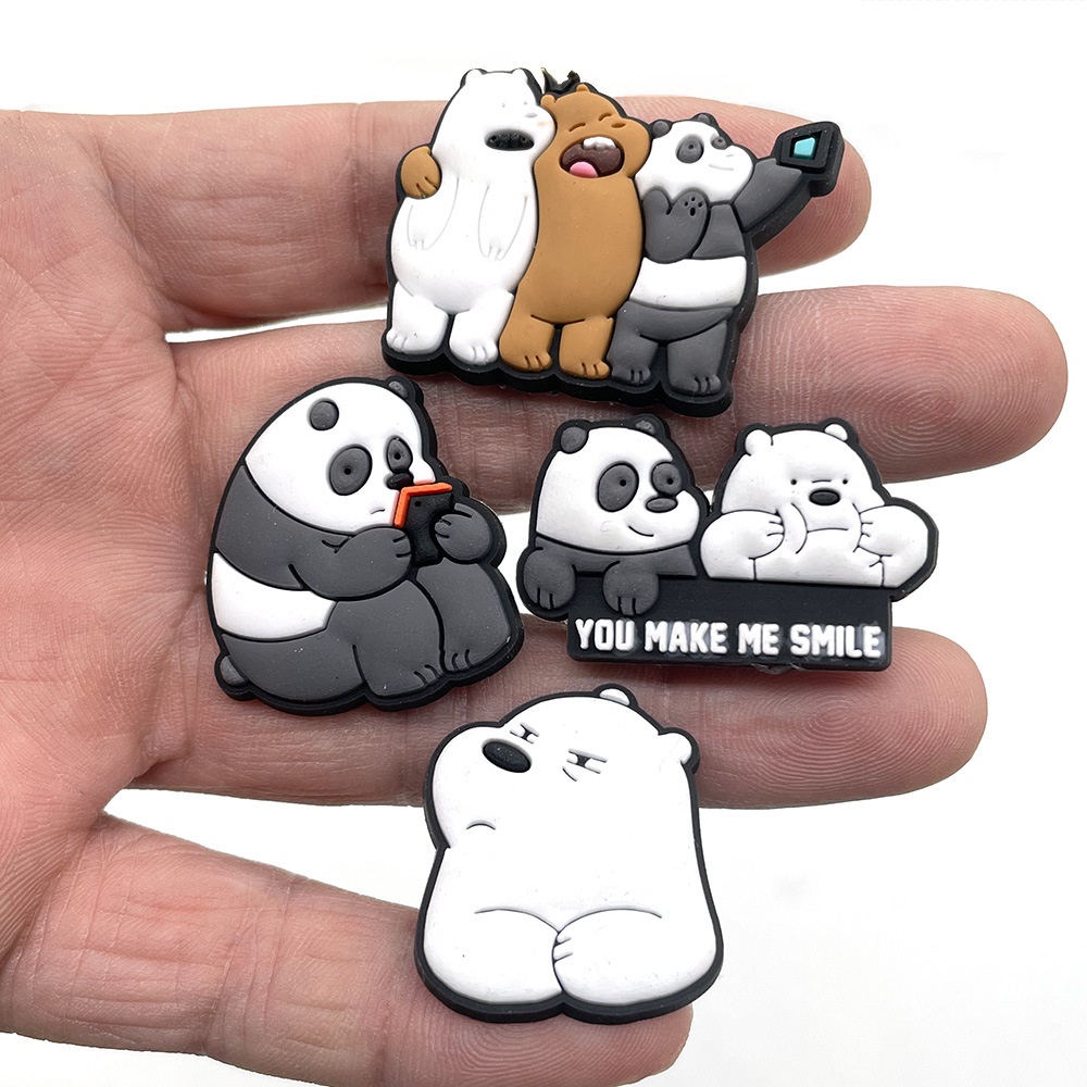 Ghim Cài Trang Trí Giày Hình Gấu Trúc Jibitz Charm We Bare Bears Jibits Cho Nam